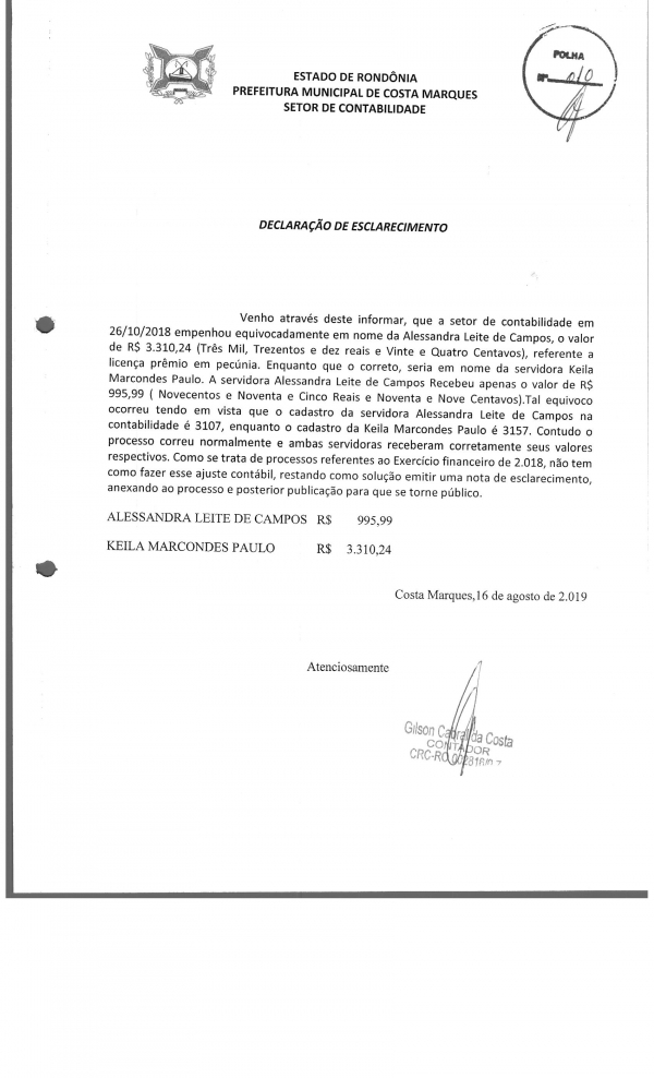 DECLARAÇÃO DE ESCLARECIMENTO