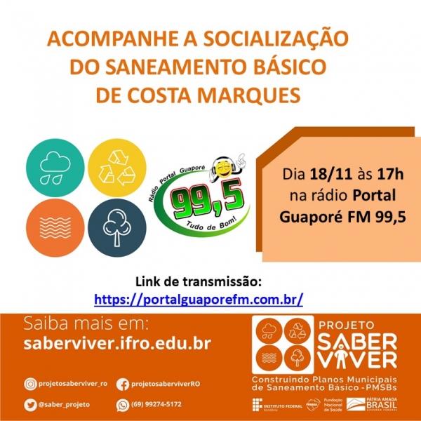 DIVULGUEM E PARTICIPEM - LIVE DE SOCIALIZAÇÃO DO SANEAMENTO BÁSICO DE COSTA MARQUES!!!