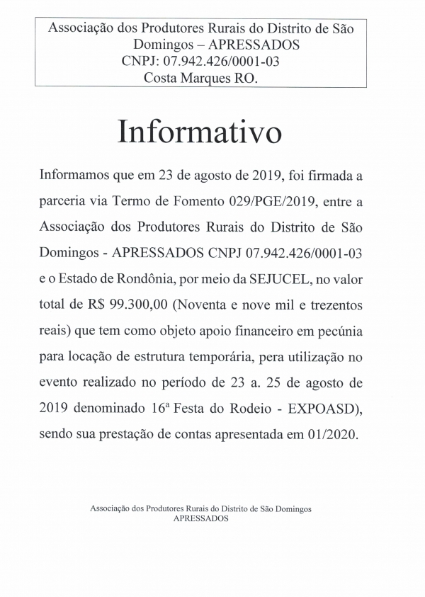 PRESTAÇÃO DE CONTAS CONVENIO SEJUCEL E APRESSADOS